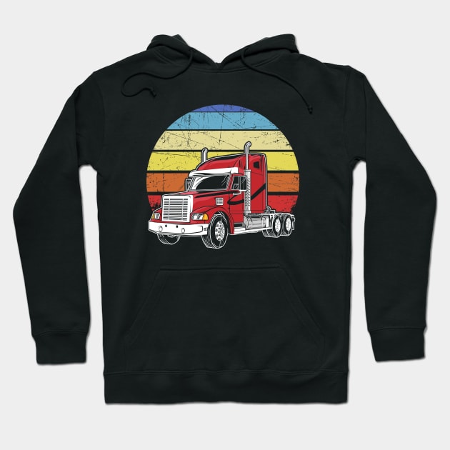 Retro Vintage Trucker Big Rig Semi-Trailer Truck Driver Hoodie by captainmood